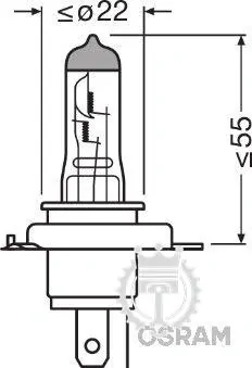 OSRAM Žiarovka 12V 60/55W P43T H4 ULTRA LIFE BOX
