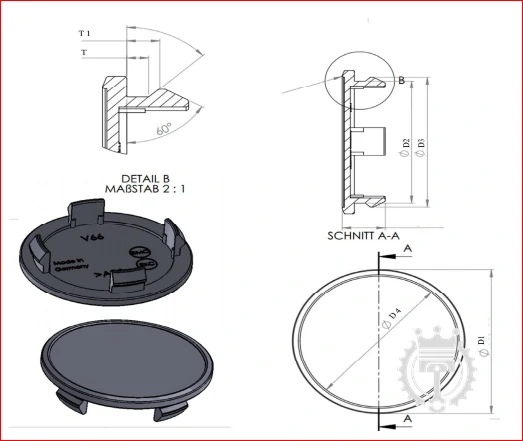Kryt disku - stredový bez loga 61mm (1ks) Audi